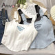 Sleeveless White Tank Letters Vest with Chest Pad